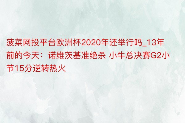 菠菜网投平台欧洲杯2020年还举行吗_13年前的今天：诺维茨基准绝杀 小牛总决赛G2小节15分逆转热火