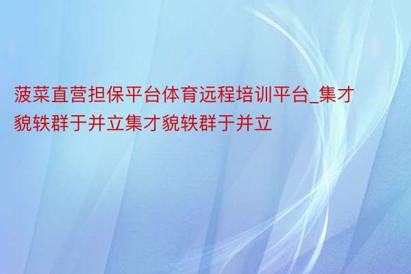 菠菜直营担保平台体育远程培训平台_集才貌轶群于并立集才貌轶群于并立