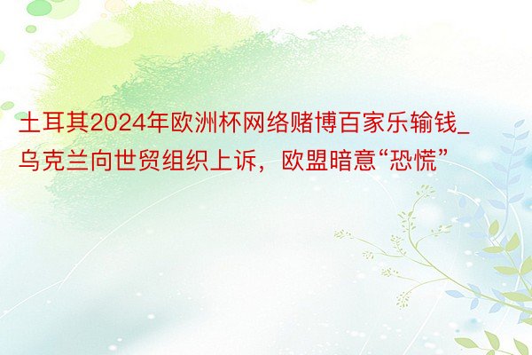 土耳其2024年欧洲杯网络赌博百家乐输钱_乌克兰向世贸组织上诉，欧盟暗意“恐慌”