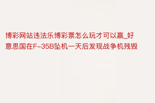 博彩网站违法乐博彩票怎么玩才可以赢_好意思国在F-35B坠机一天后发现战争机残毁